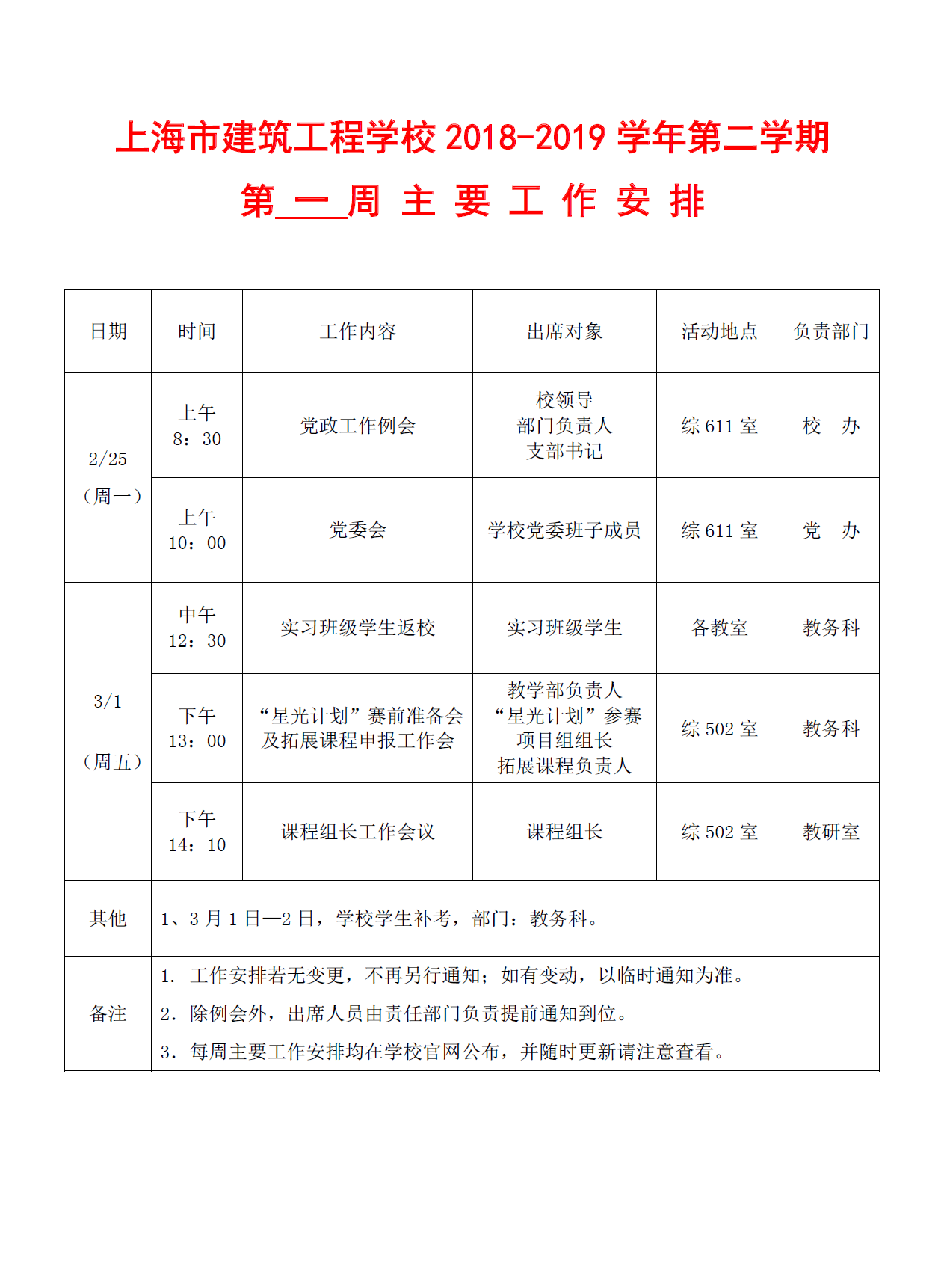 2018-2019学年第二学期第一周主要工作安排.png